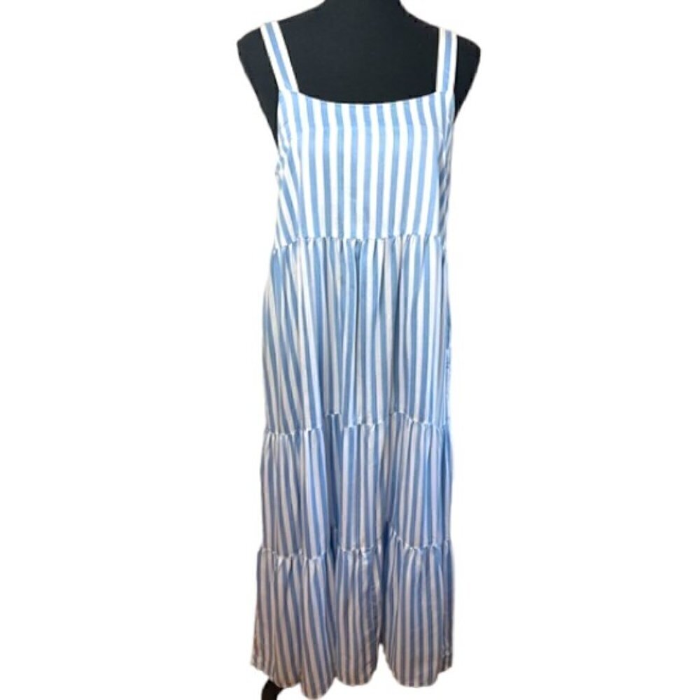 The Drop Women’s Britt Striped Tiered Maxi Tent Dress Size Small